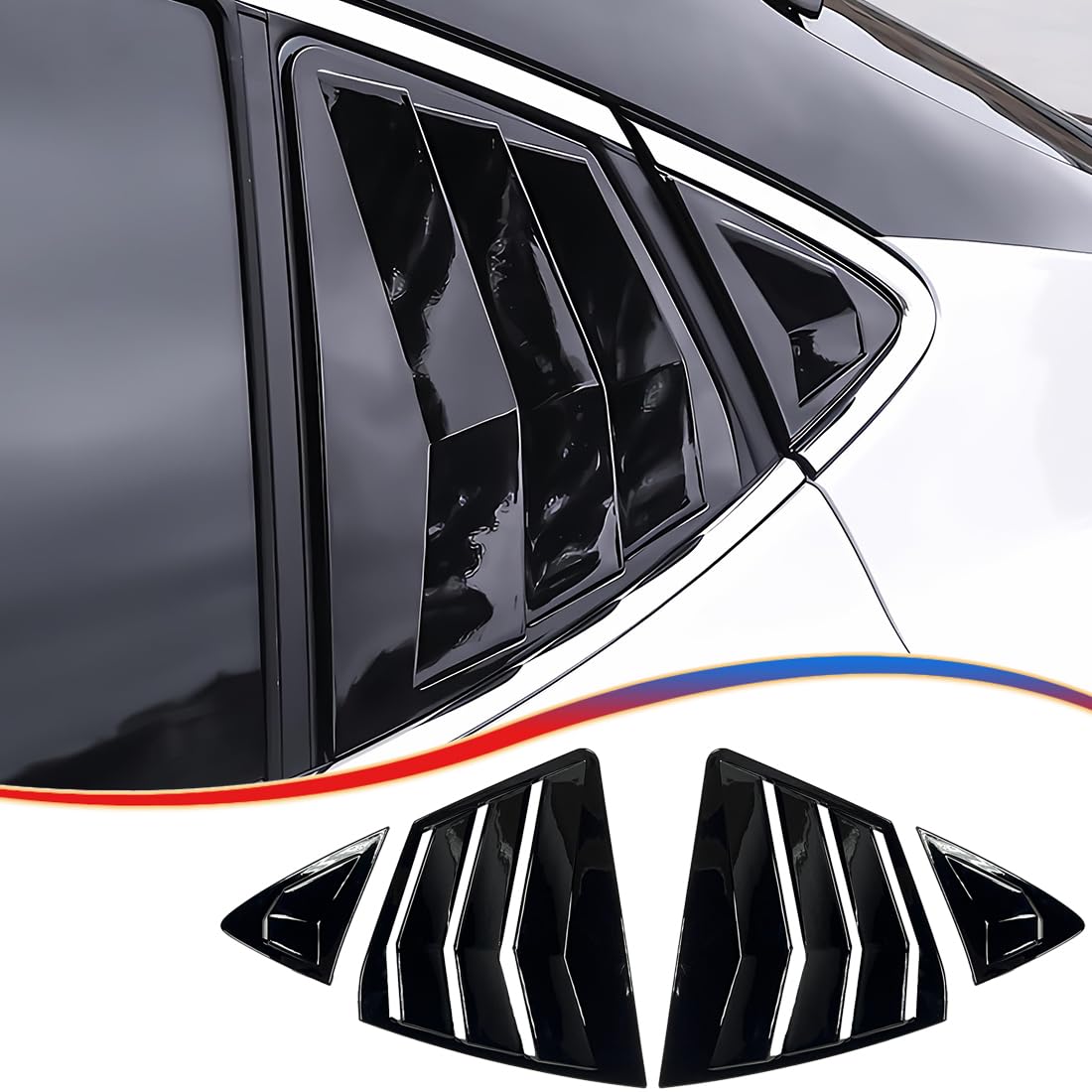 MUXEE 2Pcs Side Vent Window Louvers for Toyota Camry 2025 2026, ABS Print Sport Window Decorative Covers, Exterior Trim Accessories - Bright Black