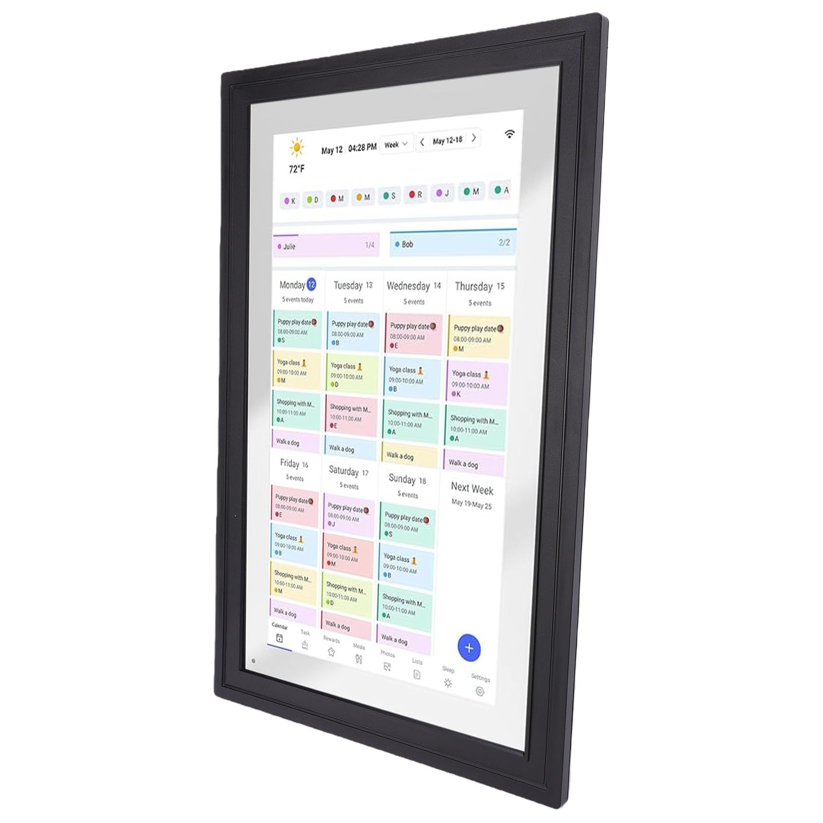 Jectse 21,5 Zoll Intelligenter Digitaler Kalender, Interaktiver Touchscreen-Familienplaner mit WiFi-Synchronisierung, App-Steuerung für Familienpläne, Hausarbeiten, Essensplanung (EU-Stecker)