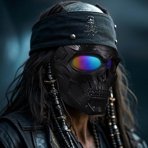 Miniatura 3 de Máscara de airsoft de calavera espeluznante con gafas resistentes a los impactos, suministros de fanáticos del ejército, máscara táctica para