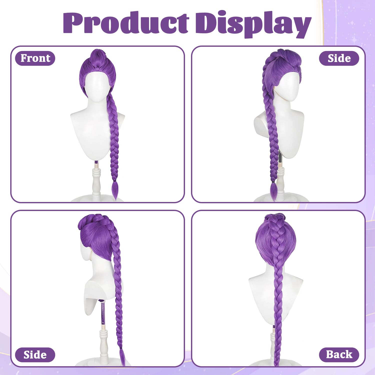 Lange lila Perücke Cosplay Kids, Anime Dem0n Cosplay Perücke, Lila Zopfperücke, Hunter Cos-play Per-ücke Für Kinder, Lange Lil-a Cospla-y-Perück-e, für Halloween Karneval Cosplay Requisiten