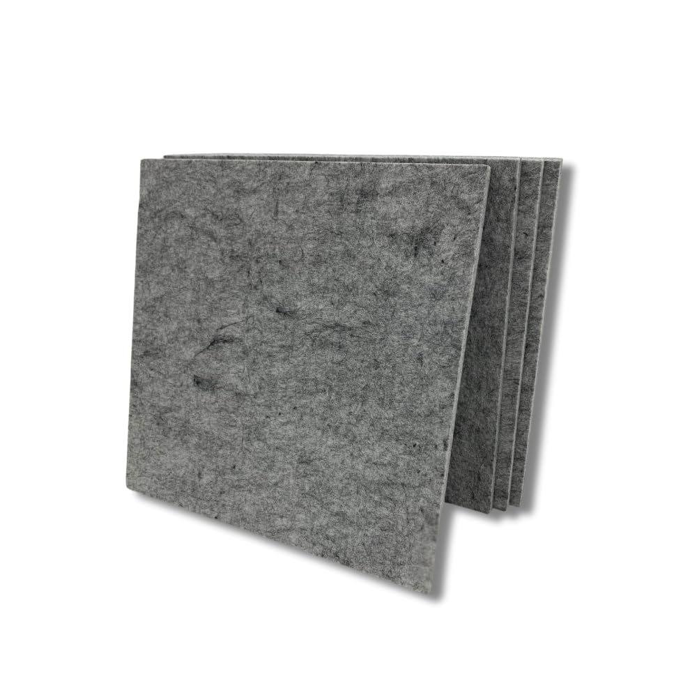 MMT Acoustix® Luxury Felt Acoustic Panels - 1x1 ft, 9mm thick Smoke Exceptional echo and noise reduction, soundproofing Premium interior wall panels, fire-rated and water-resistant Pack of 4