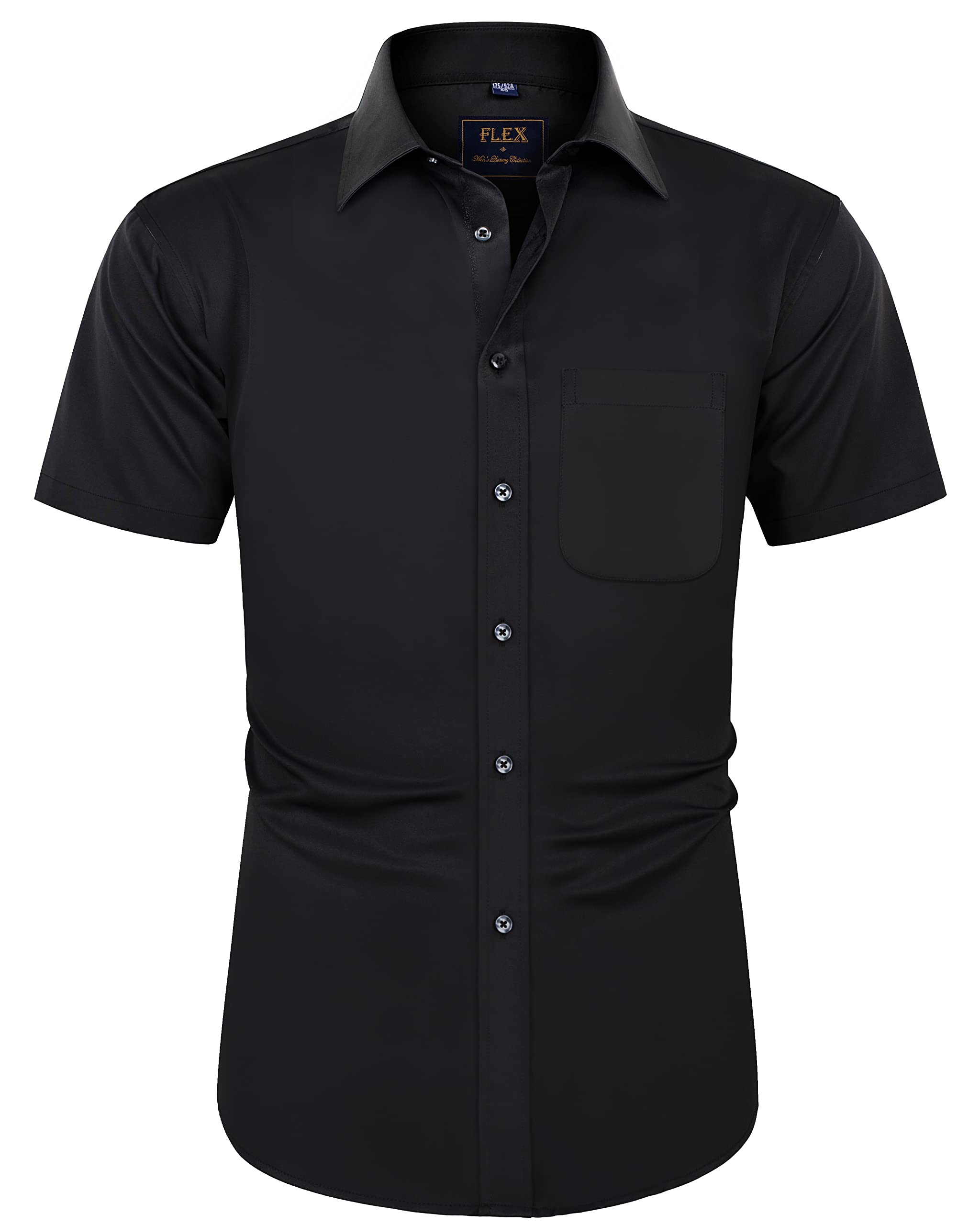 J.VERMen's Short Sleeve Dress Shirts with Pocket Casual Button Down Shirts Wrinkle-Free Business Shirt