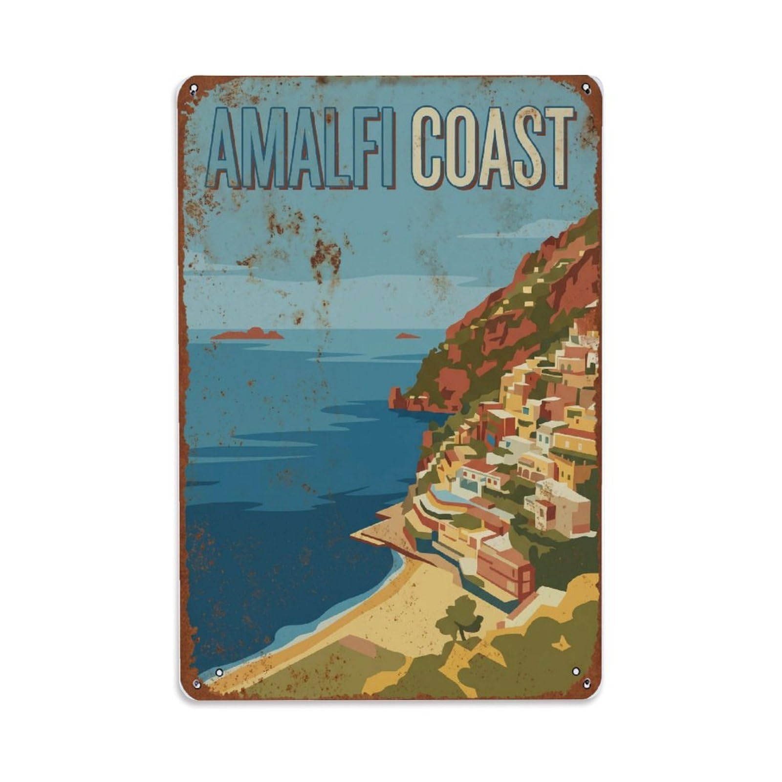 Vintage Travel Sound Italy Coastal Metal Tin Sign Plaque Wall Decor for Cafe, Club Bar, Office, Home Garden Metal Poster 8x12Inch