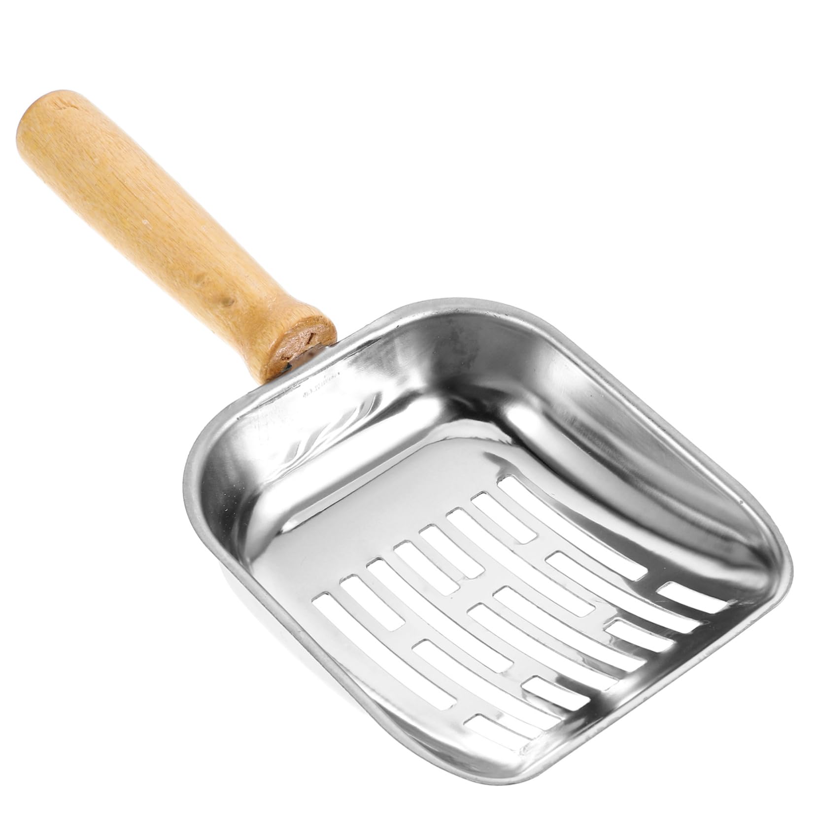 Hemoton Heavy Duty Stainless Steel Cat Litter Scooper Non Stick Flat Head Design Long Handle for Easy Sifting Durable Pet Poop Cleaner Tool for Litter Box