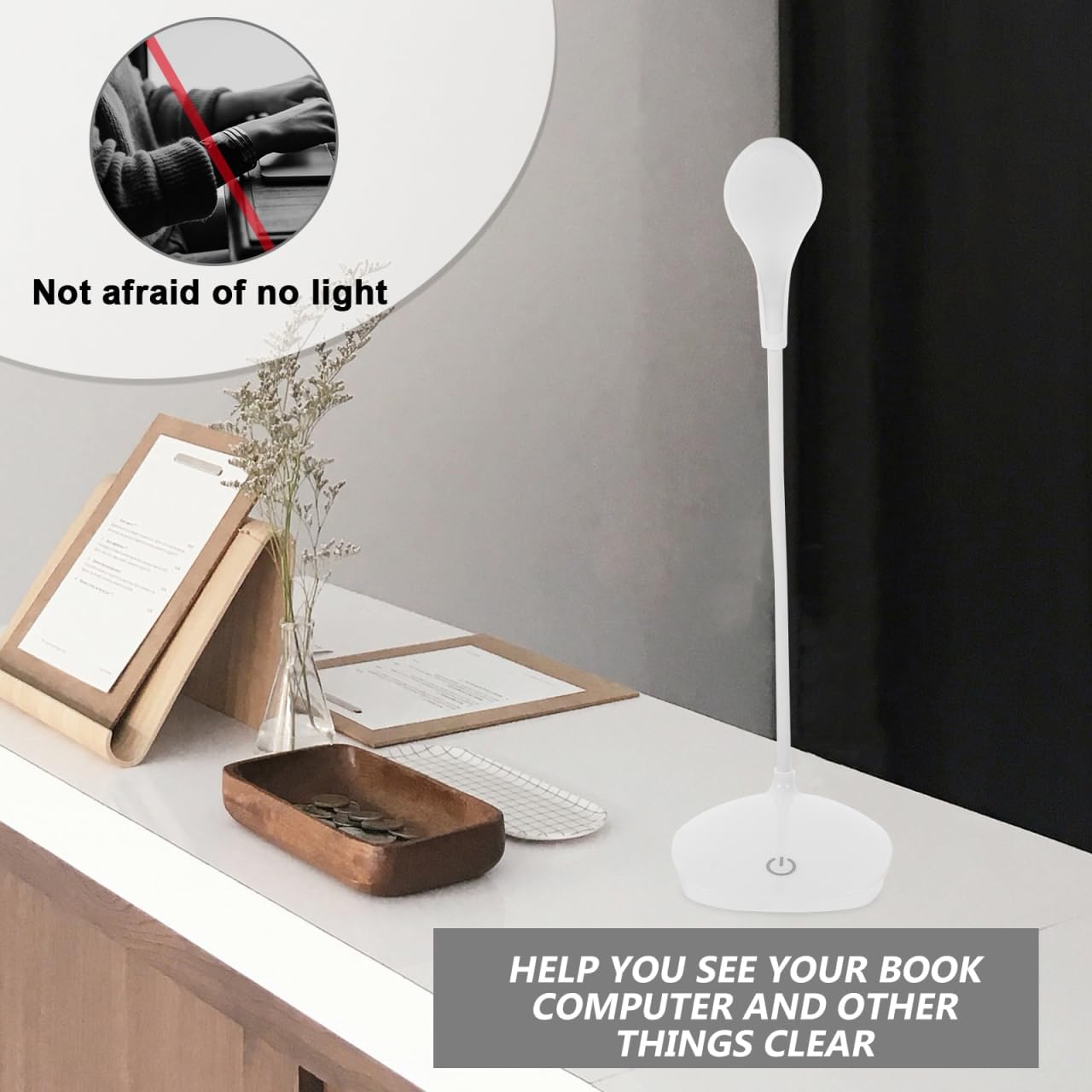 DOITOOL USB Night Light Eye Protection Book Reading Lamp with 360 Rotation USB Charging for Nursery Study Desk and Bedroom