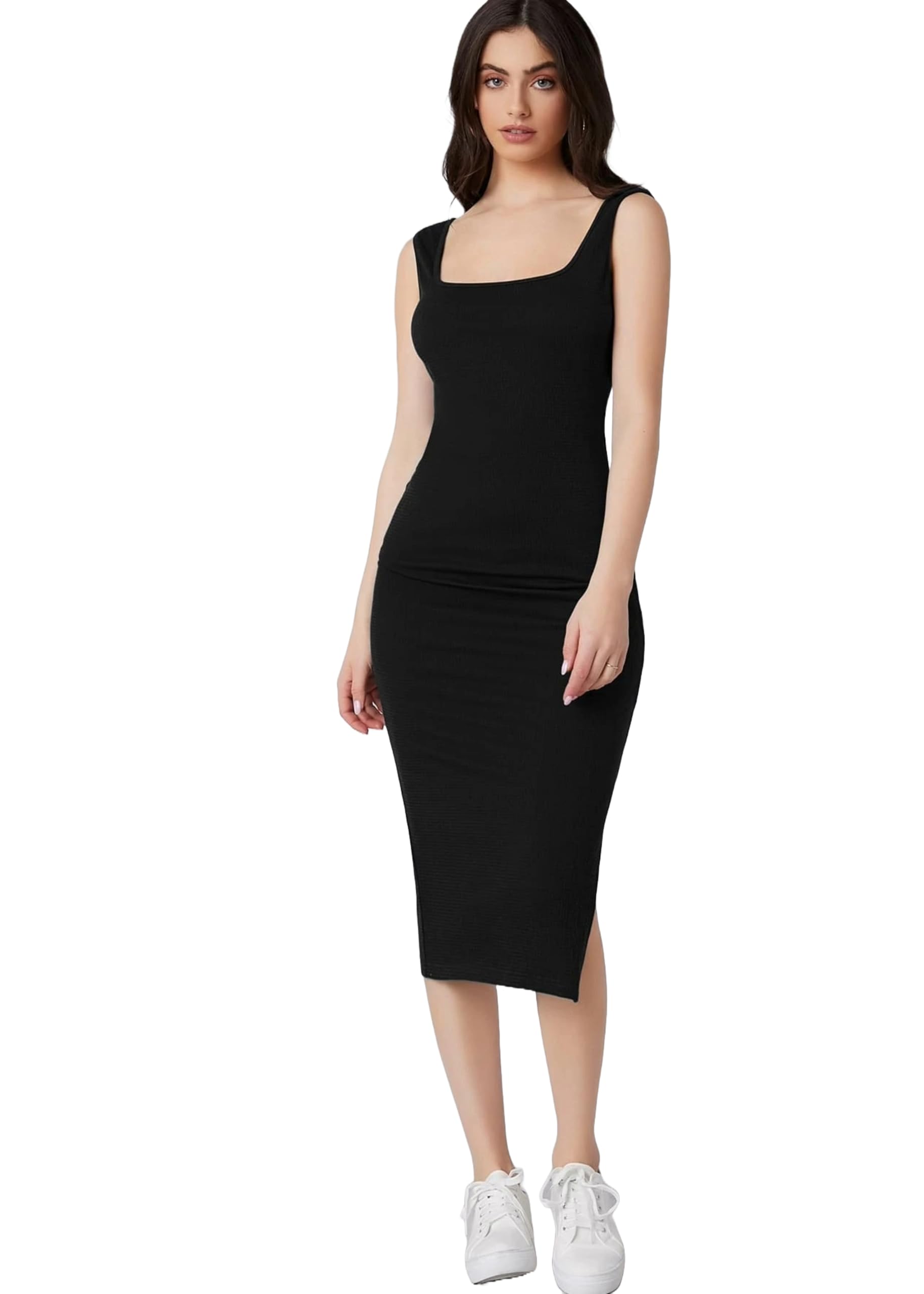 Bollyclues Women's Black One Piece Dresses |Knee-Length Dress Bodycon  Western Dress for Women| Midi Short Dress