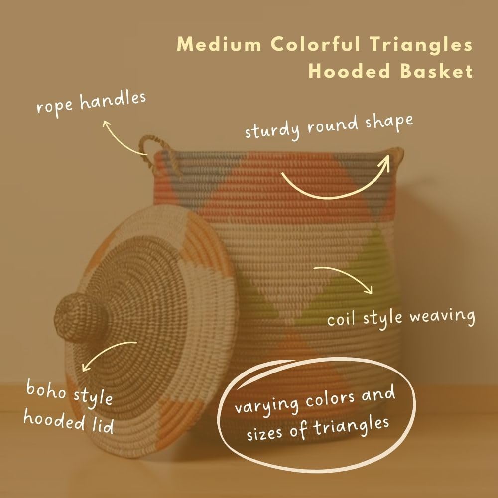 Clothes Hamper, Colorful Triangles, 15" Wide