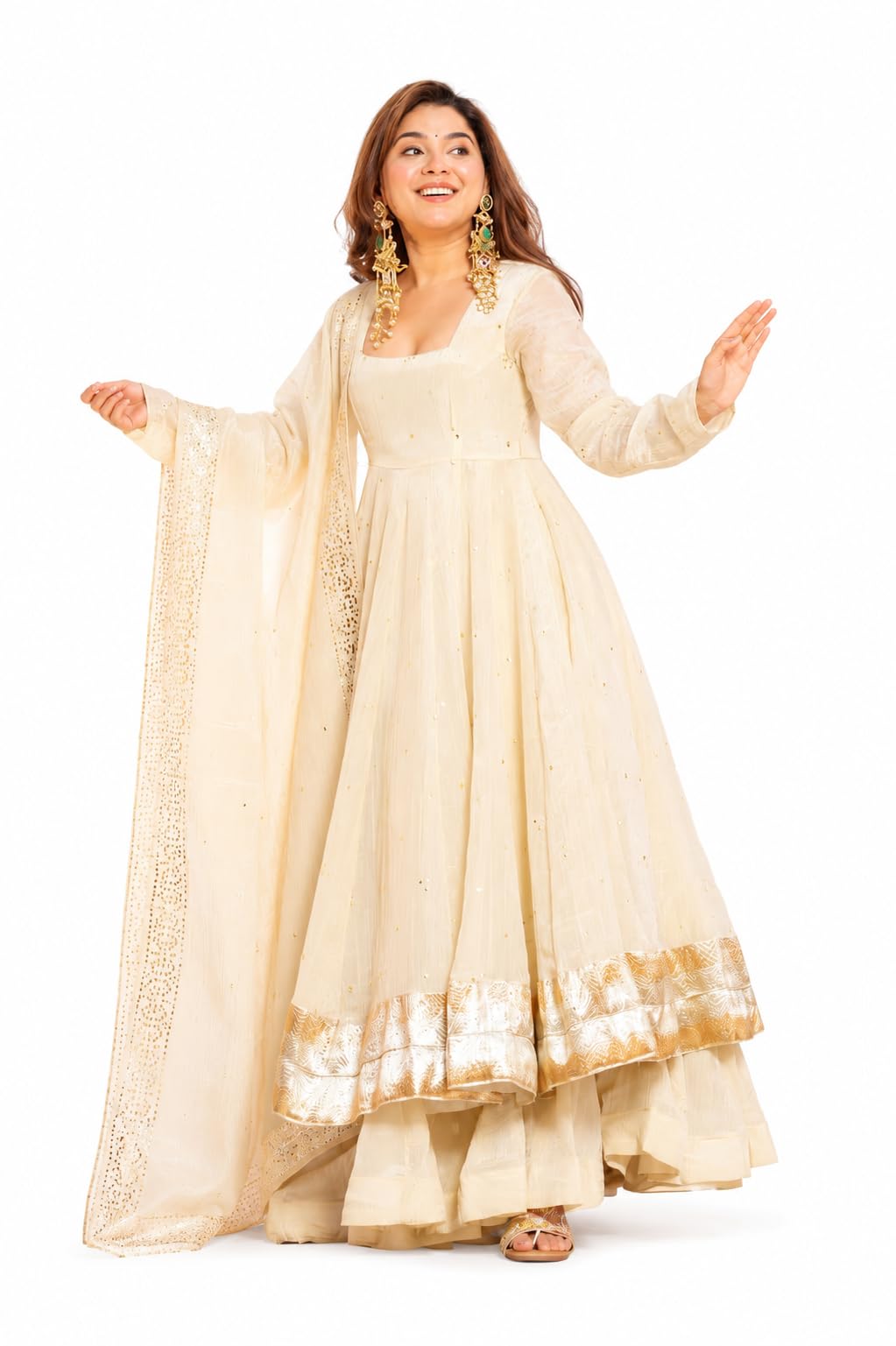 Chinon Foil Printed Kurta And Anarkali Plazzo Set With Dupatta, Kurta Set | 3-Piece Festive Ethnic Wear for Women | Ethnic Kurta Set for Women | Function, Office-Party & Festive Traditional-picture-54