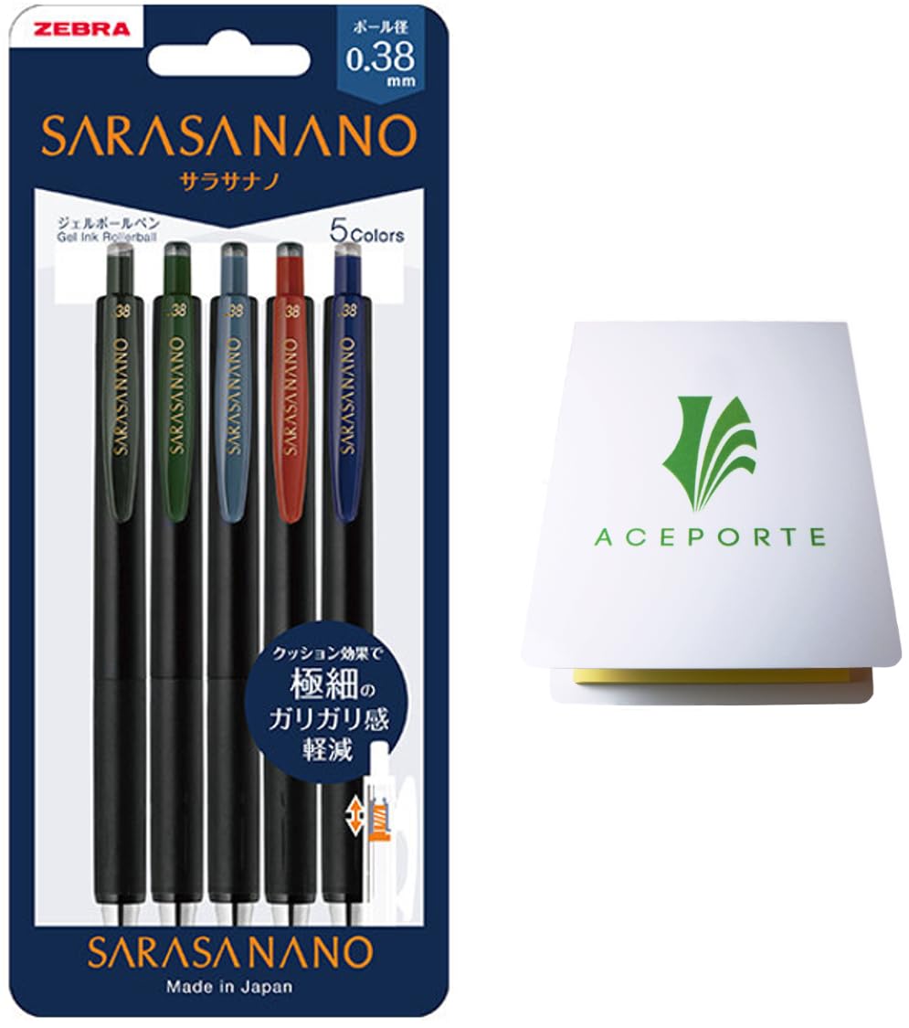 ZEBRA SARASA NANO 0.38mm Gel Ballpoint Pen 5 Vintage Color Set