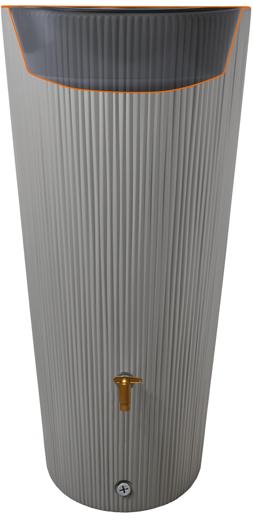 4rain VASO DECOR zbiornik na deszczówkę 220 l, szary cynkowy | z misą na rośliny, 2w1, funkcjonalny zbiornik do zbierania deszczówki, idealny do ogrodu