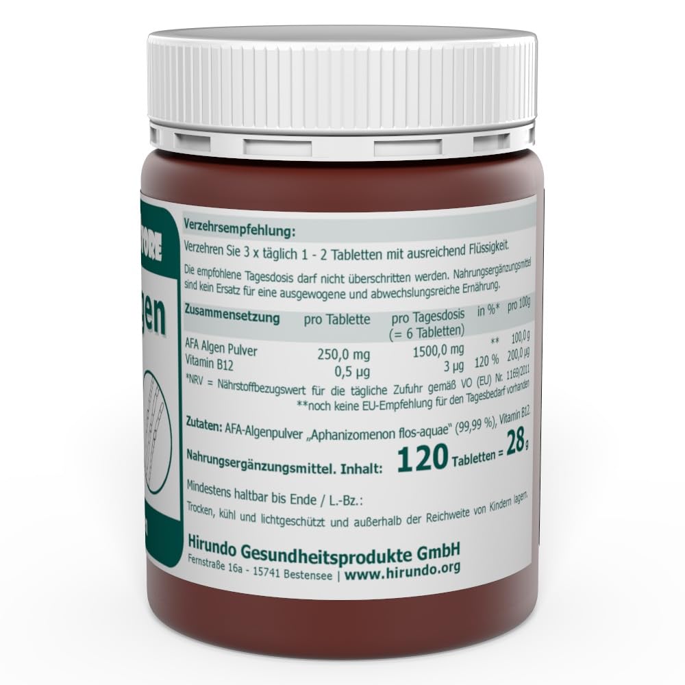 AFA Uralgen 250 mg vegane Tabletten 120 Stk. - blau-grüne Alge mit einer Vielzahl natürlicher Vitalstoffe
