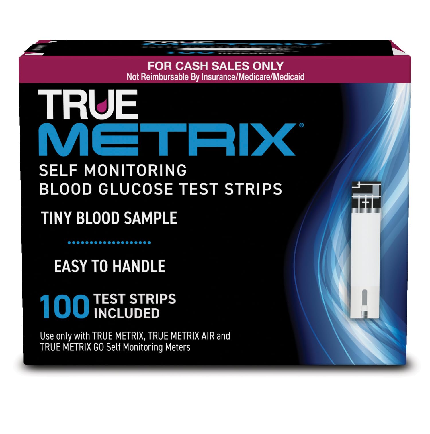 TRUE METRIX Self Monitoring Blood Glucose Test Strips, TRUE METRIX Family of Self Monitoring Blood Glucose Meters, Value Pack, 100 Count