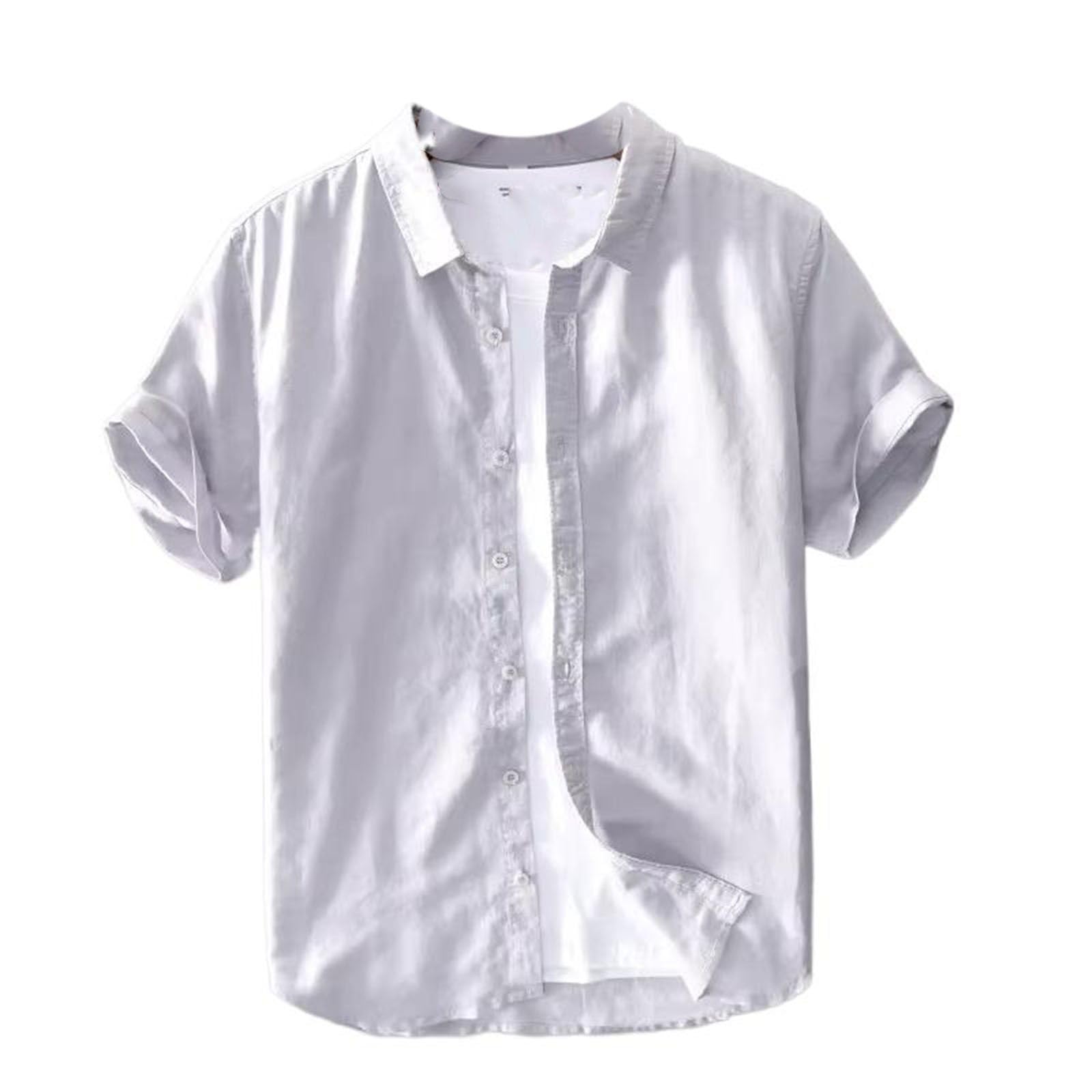 Camicetta Casual Leggera da Uomo a Colletto abbattuto, Top a Maniche Corte Streetwear Estivo