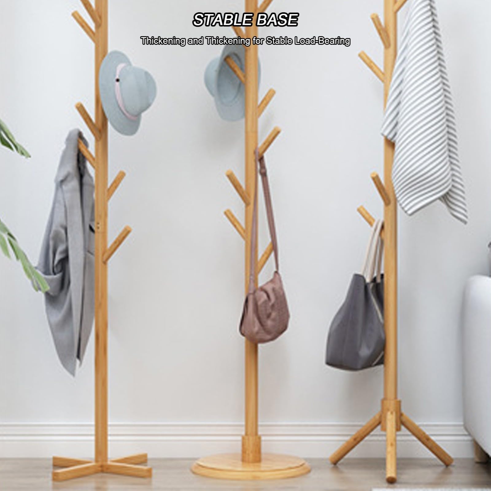 Perchero, Perchero de Madera con Forma de Árbol para Abrigos, Perchero con 8 Ganchos Redondeados para Ropa, Sombreros, Bolsos en la Sala de estar A,44 * 172CM