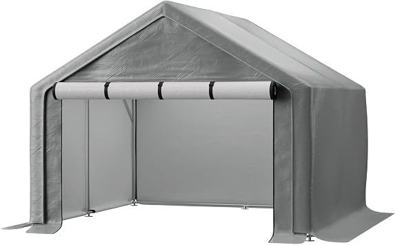 Outdoor Storage Shelter, 8x8 ft Portable Shed with Roll up Zipper Door, Waterproof and UV Resistant Anti-Snow, Heavy Duty Carport for Storing Garden Tools, Outdoor Equipment