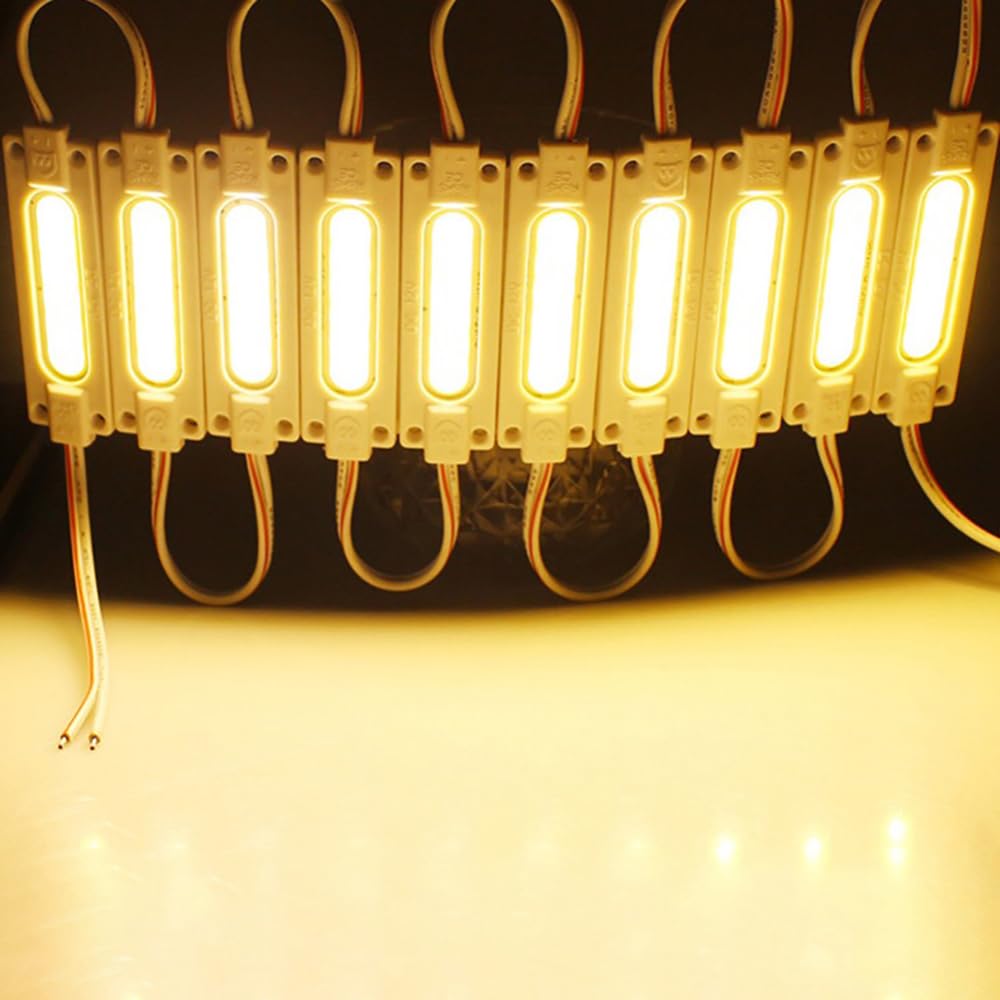 JORAY20PC Led COB Module MAX2.5W 3000 Kelvin 24V DC Waterproof IP67 CRI90 Storefront Window Injection Lighting for Truck Car (Warm White 3000k)