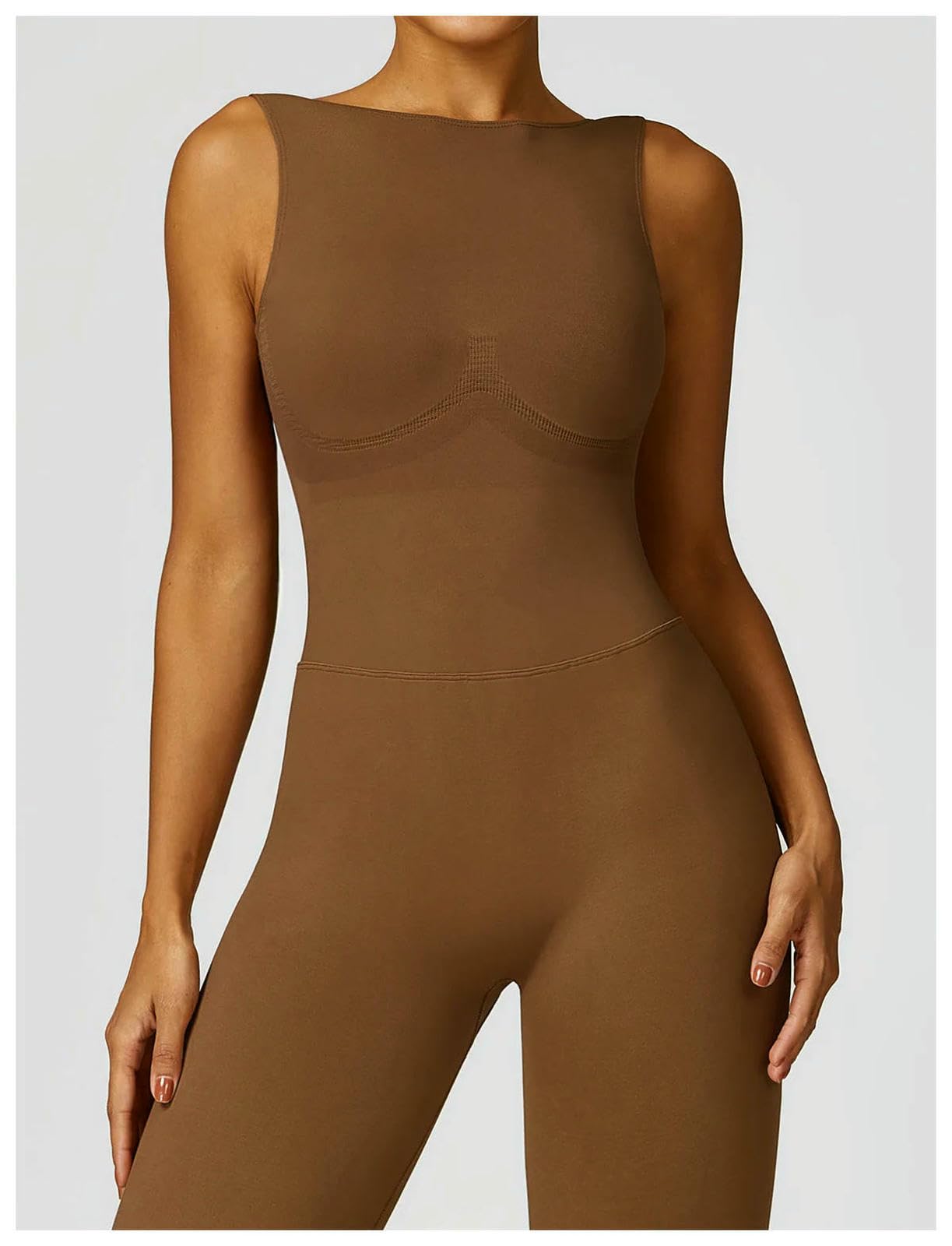 Shapewear damskie kombinezony z okrągłym dekoltem, bezszwowe śpioszki, z dekoltem w serek, na plecy, na siłownię, legginsy, do treningu, jogi, płaskie-M