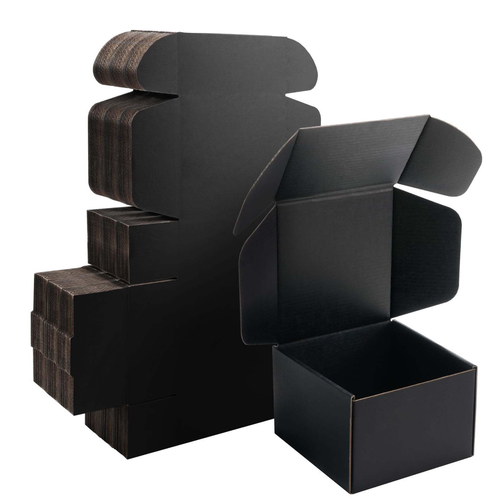 Yidomto 6x6x4 Black Shipping Boxes Small - 25 Pack Corrugated Cardboard Mailer Boxes for Packaging, Mailing, Gift Giving | Sturdy, Recyclable, Perfect