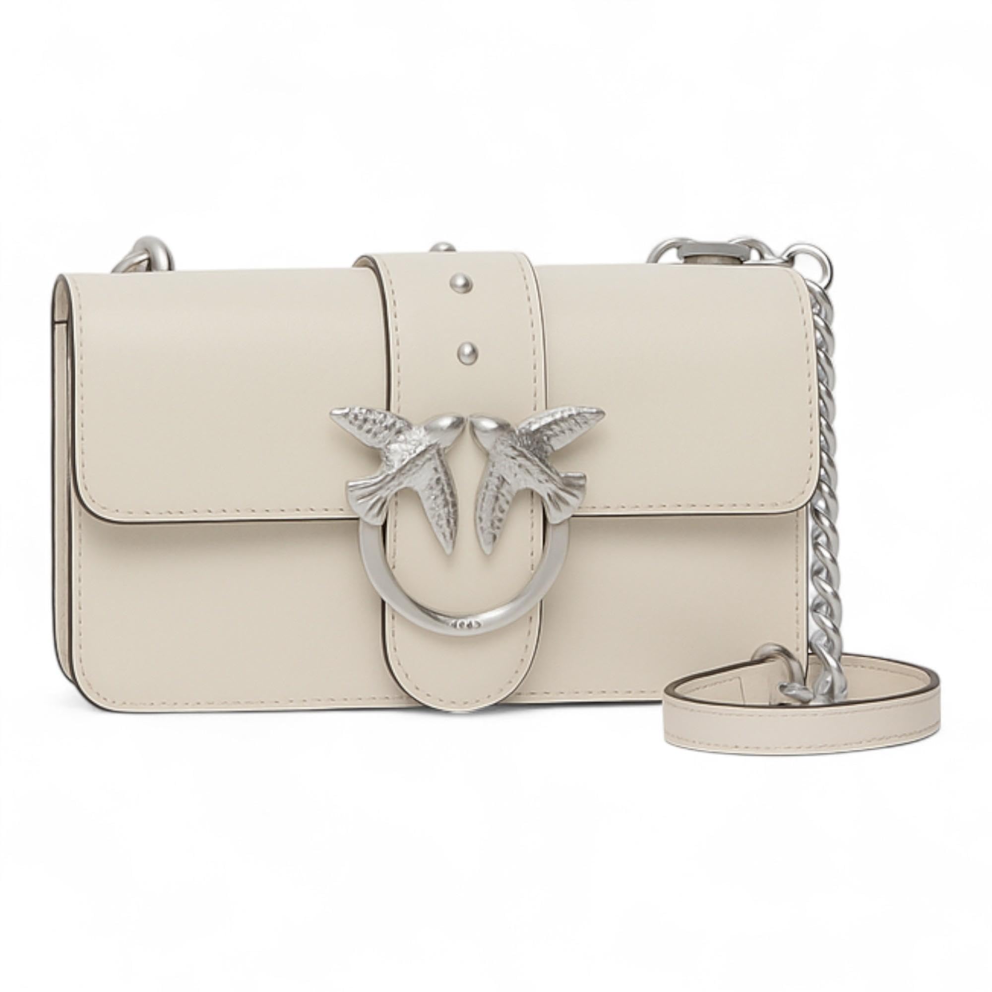 PINKO Love Mini shoulder bag, white and silver