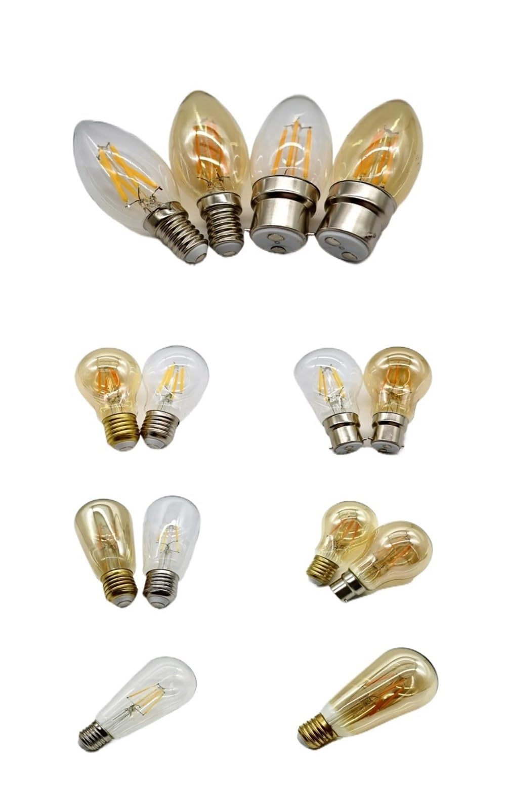 10 Bombillas LED Retro E27 E14 B22 de 220 V, filamento LED for el hogar, G45, A60, ST64, G80, G95, 2700 K, 4000 K.(A60 E27 4000K)