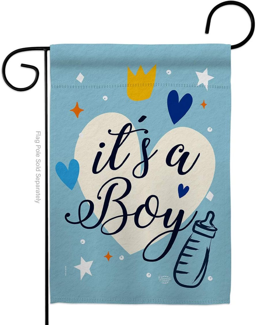 It's a Boy Garden Flag - Celebration New Born Baby Shower Girl Occasion Anniversary Party - House Decoration Banner Small Yard Gift Double-Sided Made in USA 13 X 18.5