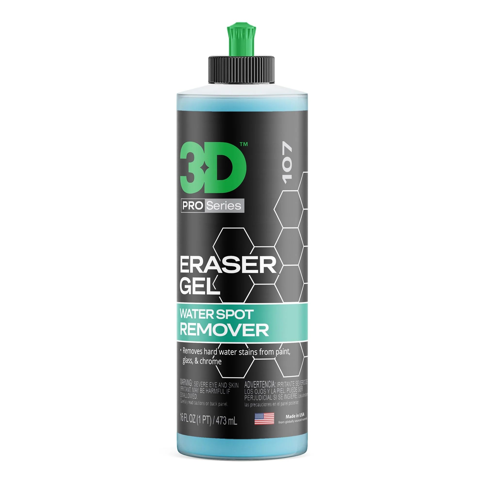 3D Eraser Gel Water Spot Remover – Acidic Gel Formula for Hard Water Spots & Mineral Deposits – Safe for Paint, Glass, Chrome, Plastic & Metal - 16 oz
