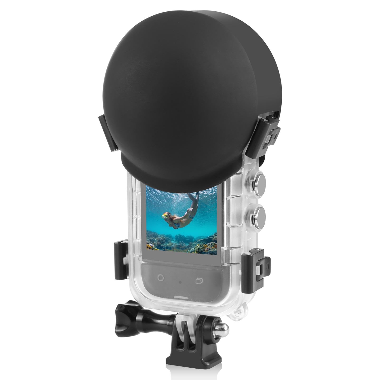 PULUZ Osłona obiektywu do Insta360 X5 Invisible Dive Case, Insta 360 X5 podwodna wodoodporna obudowa do nurkowania osłona osłony obiektywu, akcesoria do kamery sportowej (czarna)
