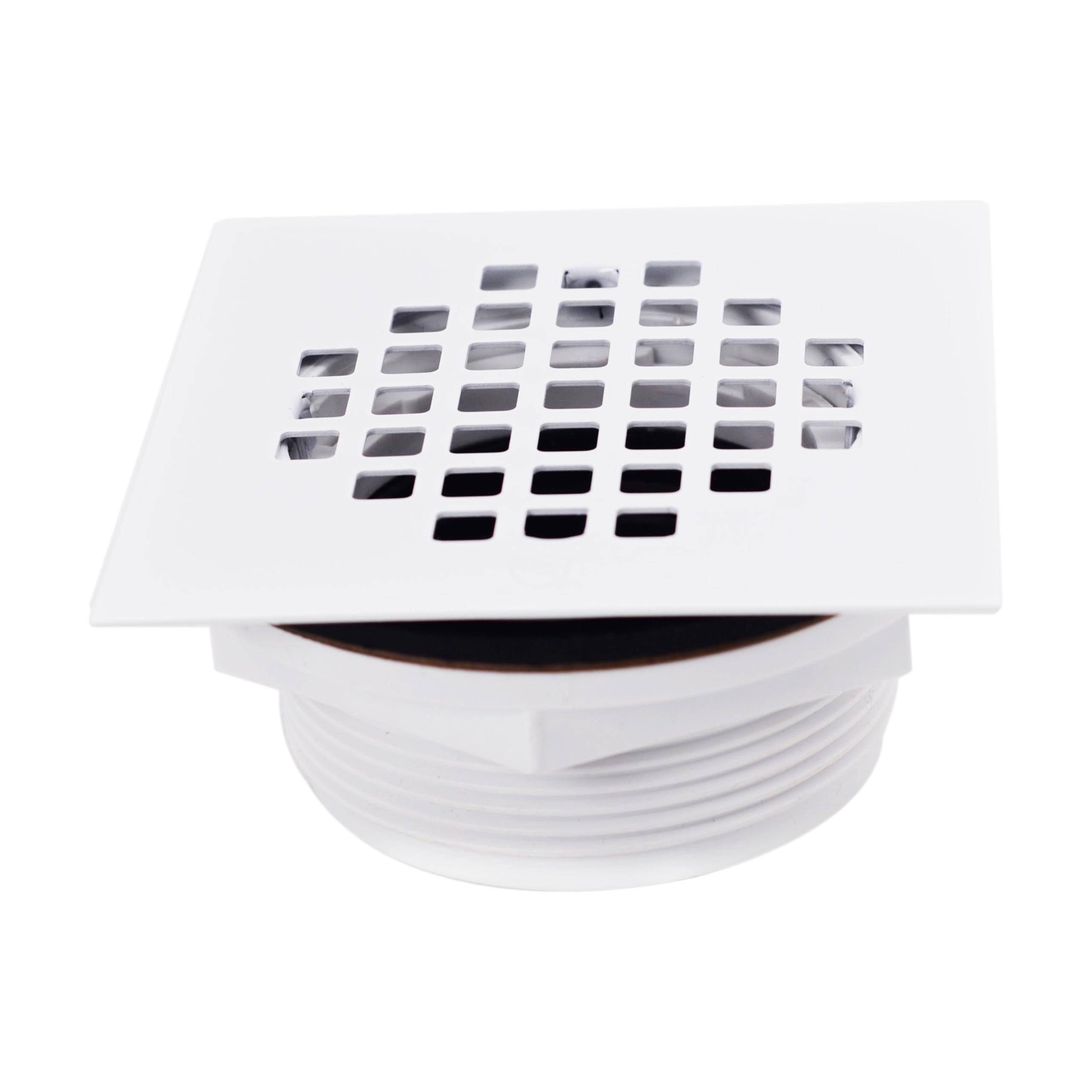 Westbrass Powder Coat White A206ps-50 4-1/4" Square Grate Shower Drain Cover With 2" Sch 40 Pvc Drain Pipe,