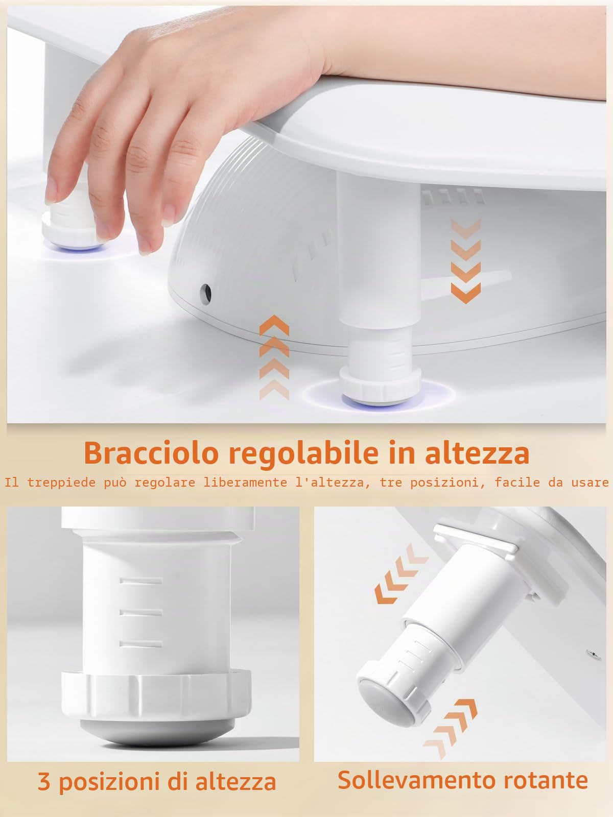 Deciniee Poggiamano per Unghie: Forma U Appoggia Mani per Unghie - Altezza Regolabile Poggia Mani per Unghie per Tavolo Manicure Tavolo Estetista per Unghie - Bianco