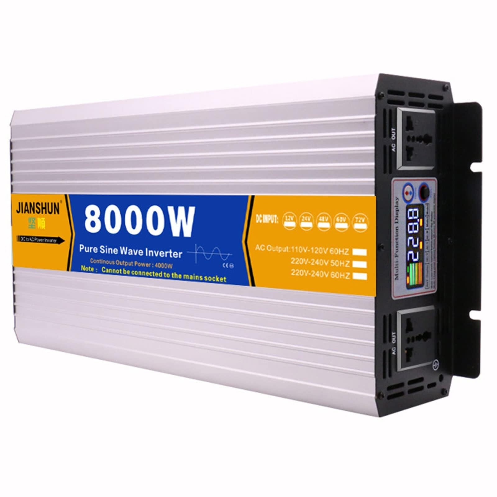 CZVJUKBYP Ure Sine Wave Inverter 3000w 4000w 5000w 6000w 8000w Voltage Converter DC 12V/24V/48V/60V to AC 110V/220V/230V/240V(8000W,24Vto220V)