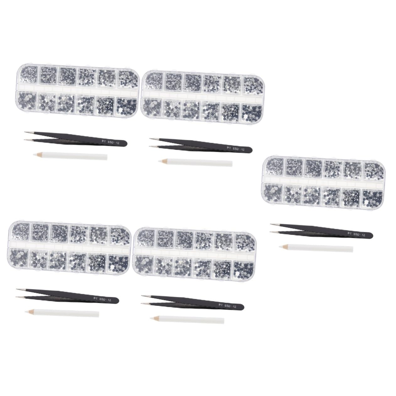FRCOLOR 5juegos Decoraciones De Uñas De Pedrería De Compartimentos Rhinestones Para Manicura Suministros De Arte De Uñas