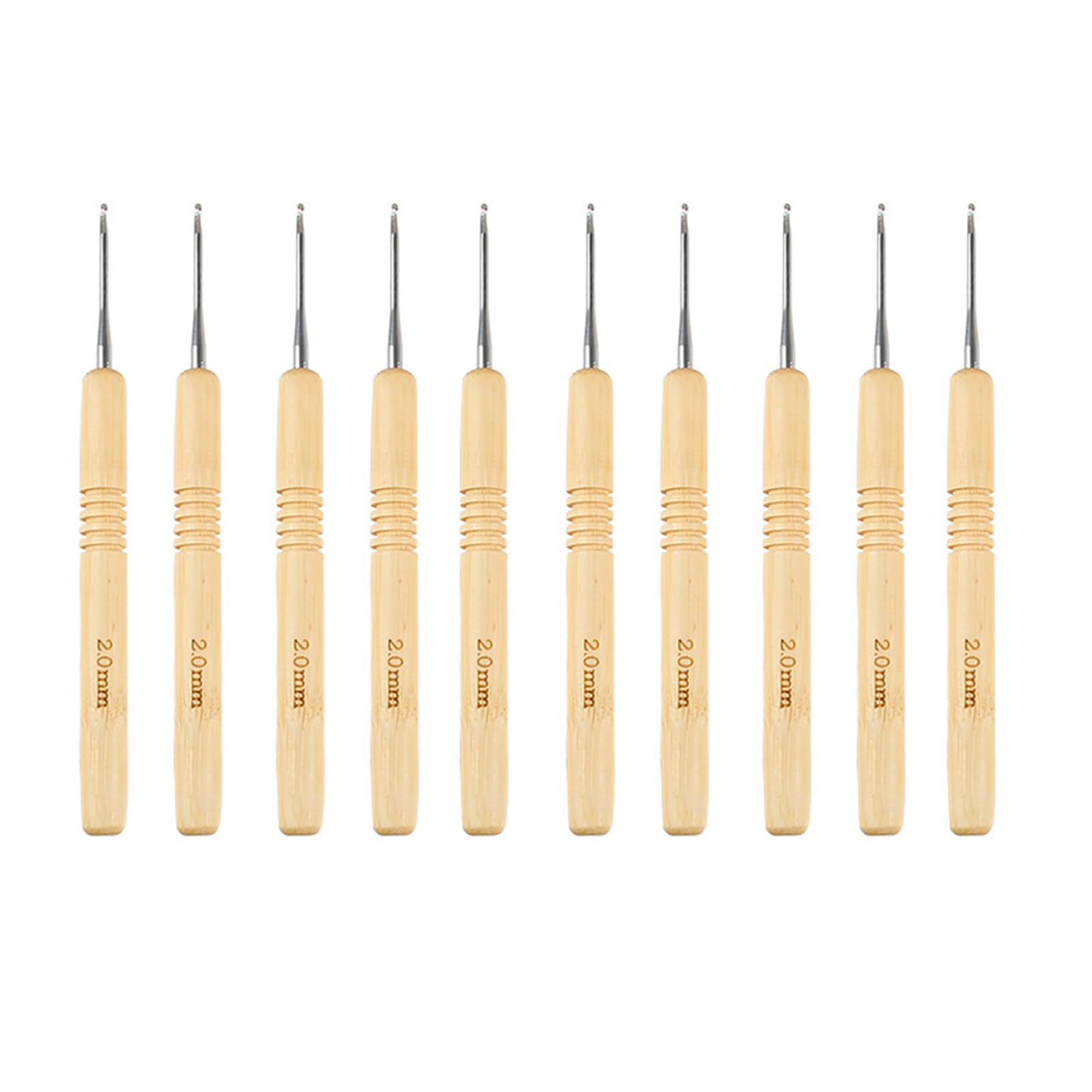 10PCS Ergonomic Handle Crochet Hook Set for Beginner Craft, Wooden Handle Crochet Hook Needle 2mm Natural Wood Appearance