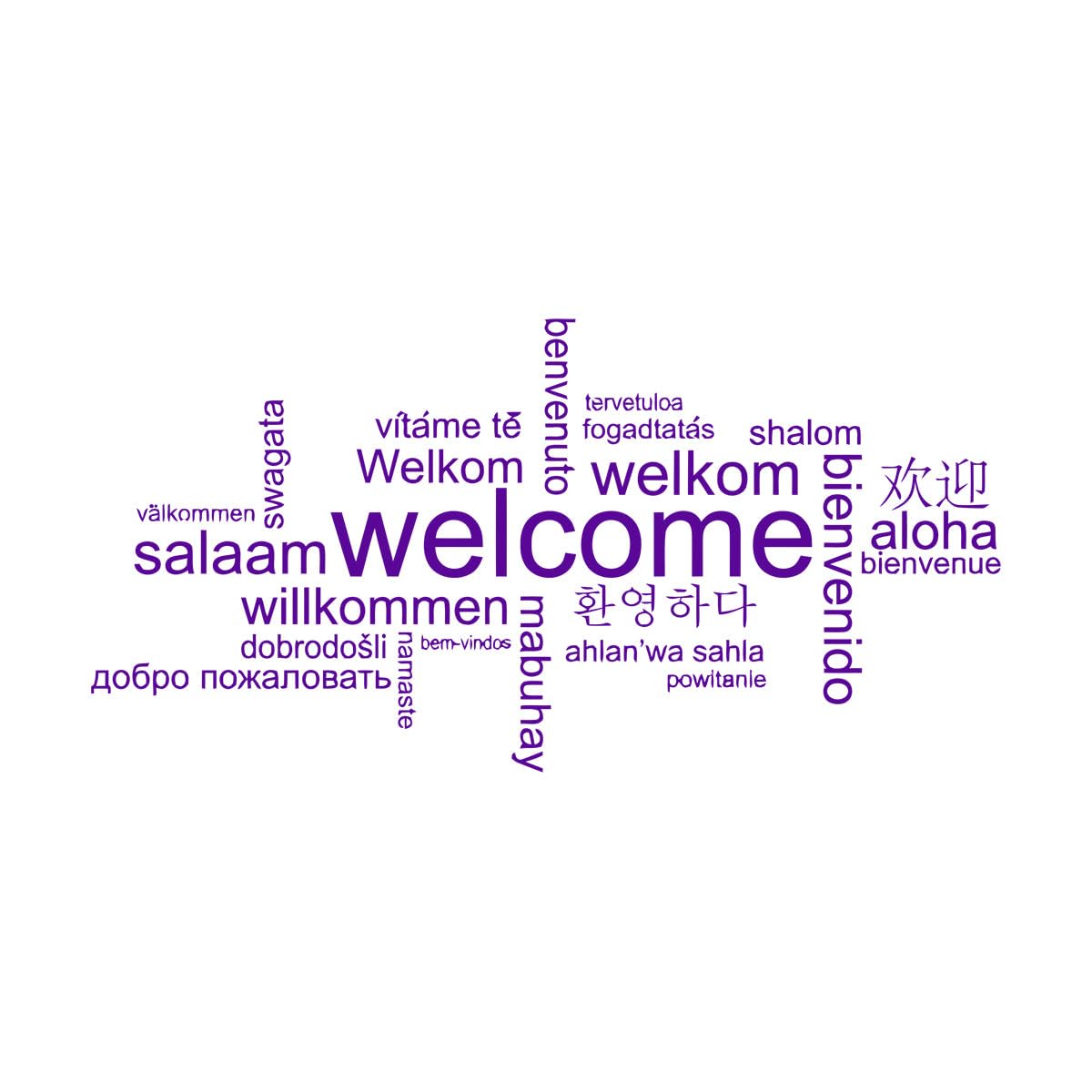 Welcome in Different Languages Wall Sticker Living Room Hello Welcome Quote Family Words Wall Decal Vinyl Decor Murals Large - 44x89cm — image 1