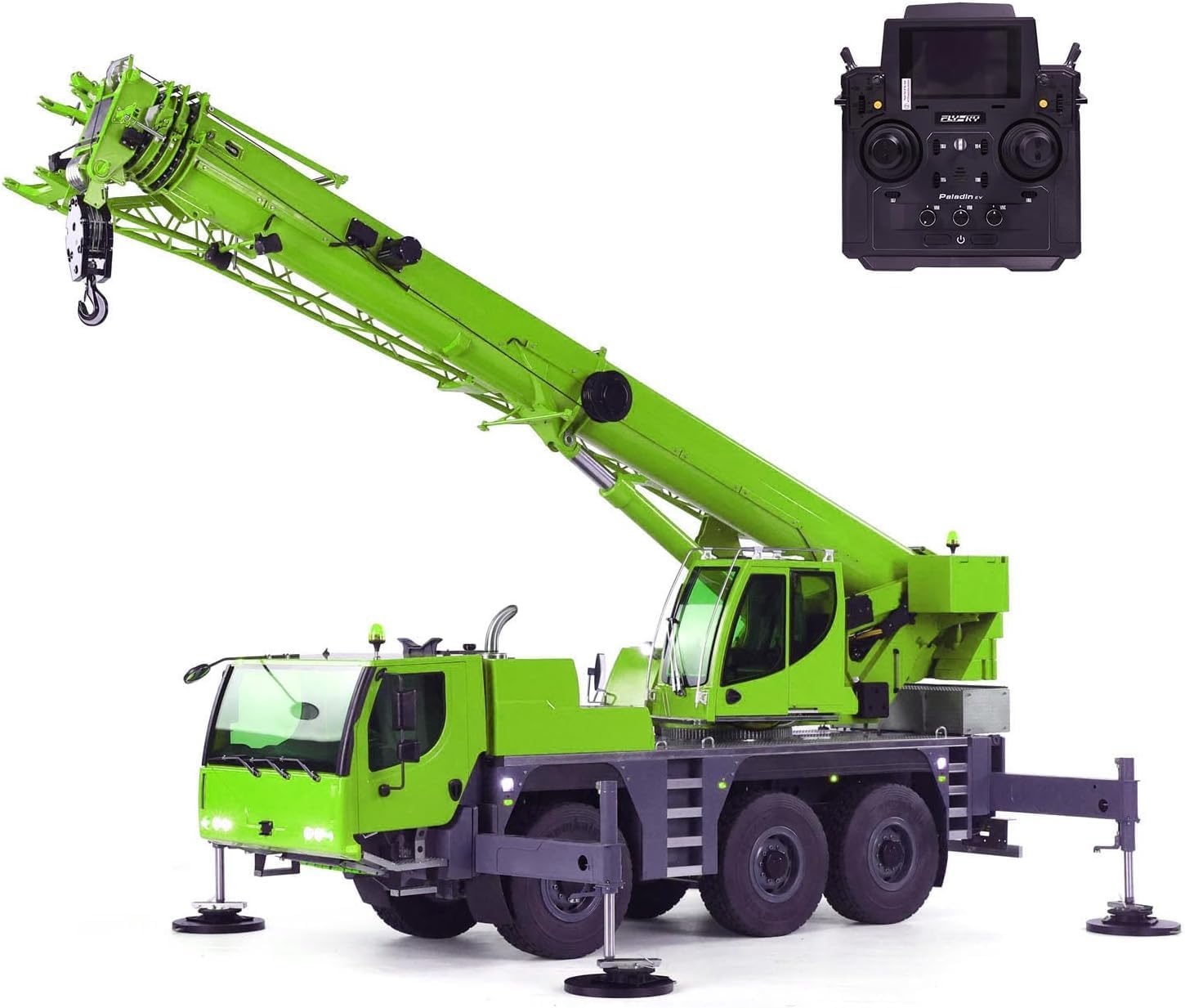 Eyewhale D1050 1/14 RC Hydraulic Mobile Crane Truck Metal Radio Control Hoist All Terrain Vehicle 3Axles Construction Car Hobby Grade Model for Ages 14+(Green)