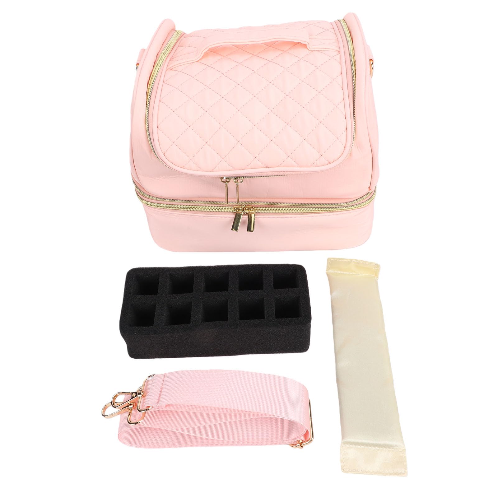 Generic Borsa Organizer per Smalti con Tracolla Regolabile, Impermeabile, a Doppio Livello, per Professionisti delle Unghie