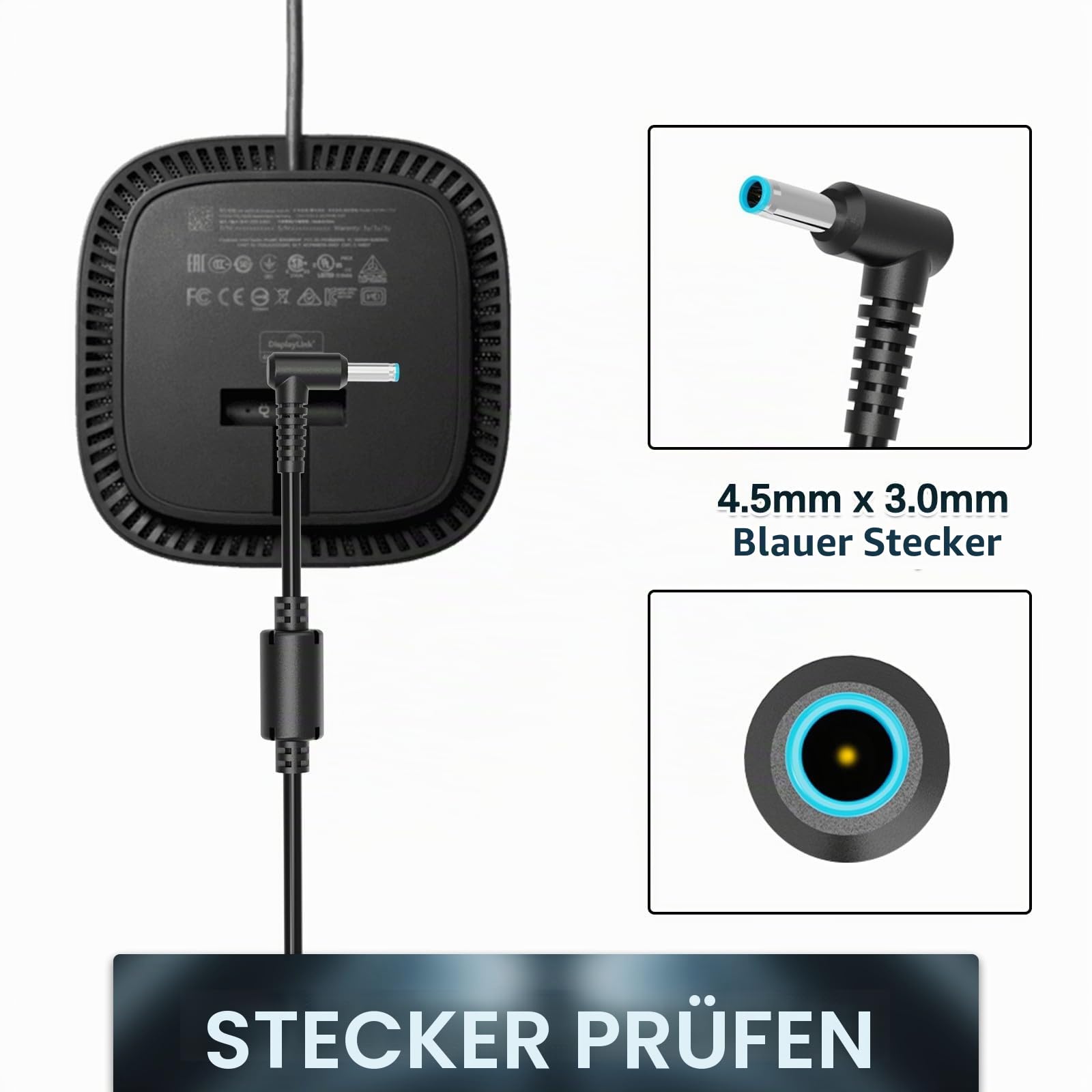 120W 19.5V 6.15A AC Charger für HP USB-C Dock G5 5TW10UT 5TW10AA USB-C/A Universal Dock G2 5TW13AA Envy 15 17 Series Omen 15-5000 5100 5200 710415-001 L4188 56-000. 1 x Netzadapterkabel