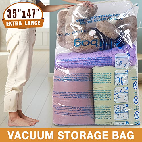 Image of XXL Jumbo 47''X35'' Vacuum Storage Space Saver Bags Extra Large for Blanket, Bedding, Comforters (8 Pack)