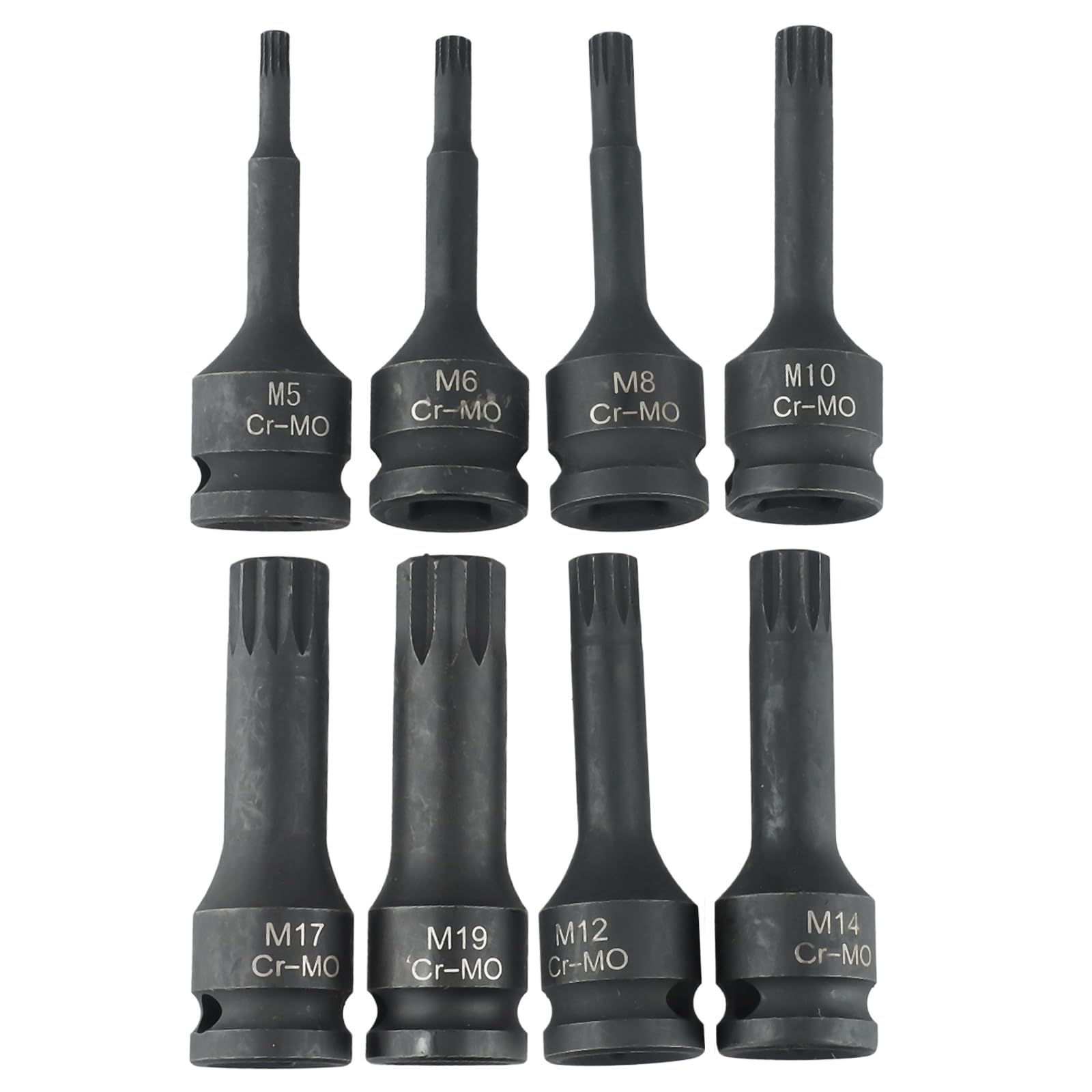EasyByMall Set di chiavi a bussola Torx M5-M19 a 12 punti, 8 pezzi, 1/2", per riparazione automobilistica, struttura in metallo con custodia