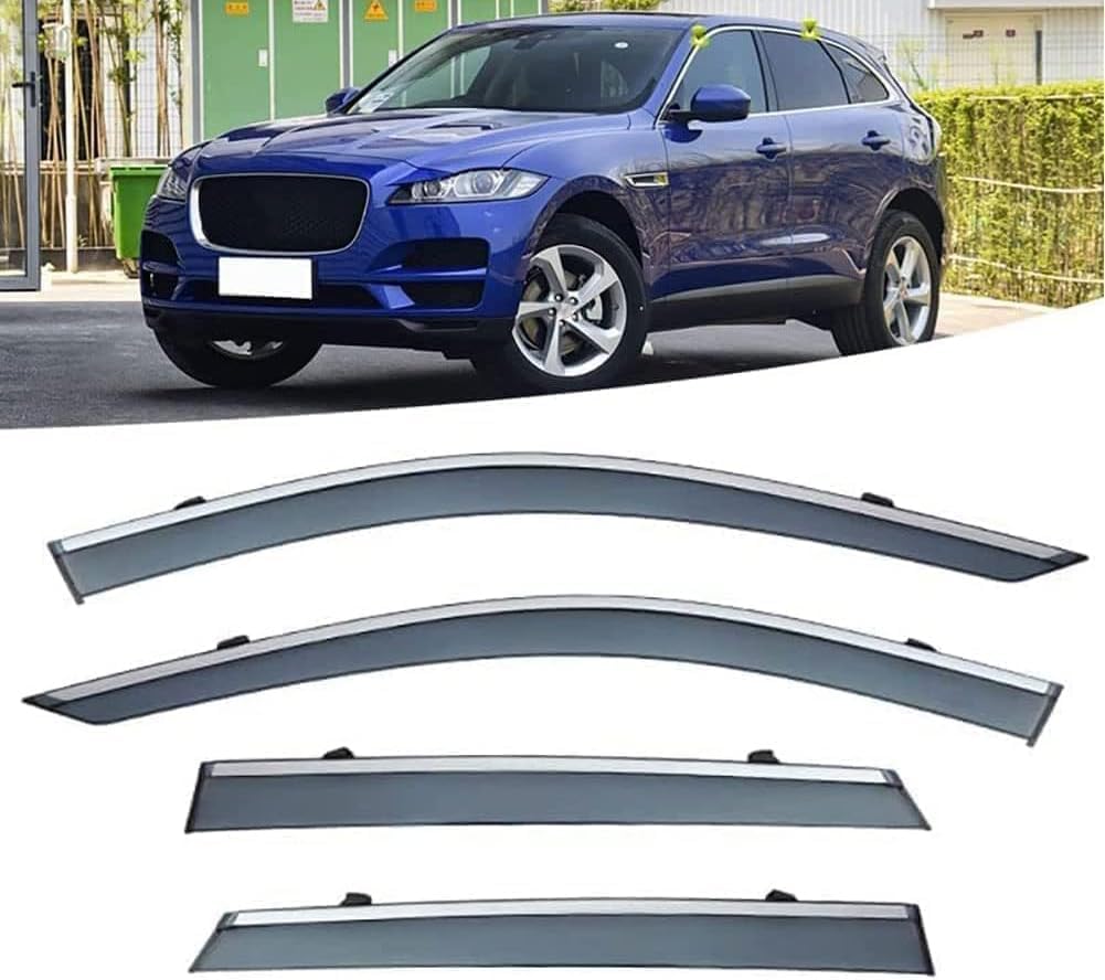 Windabweiser für Jaguar F-PACE 2016 – 4-teilige geklebte getönte Seitenscheiben-Abweiser, wetterfest, Anti-Salz/Schnee, geräuscharm
