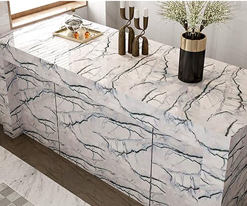 Miniatura 9 de Moyishi Vinilo autoadhesivo con aspecto de granito, película de mármol brillante, para encimera, despegar y pegar, 15.8 x 118 pulgadas (azul oscuro)