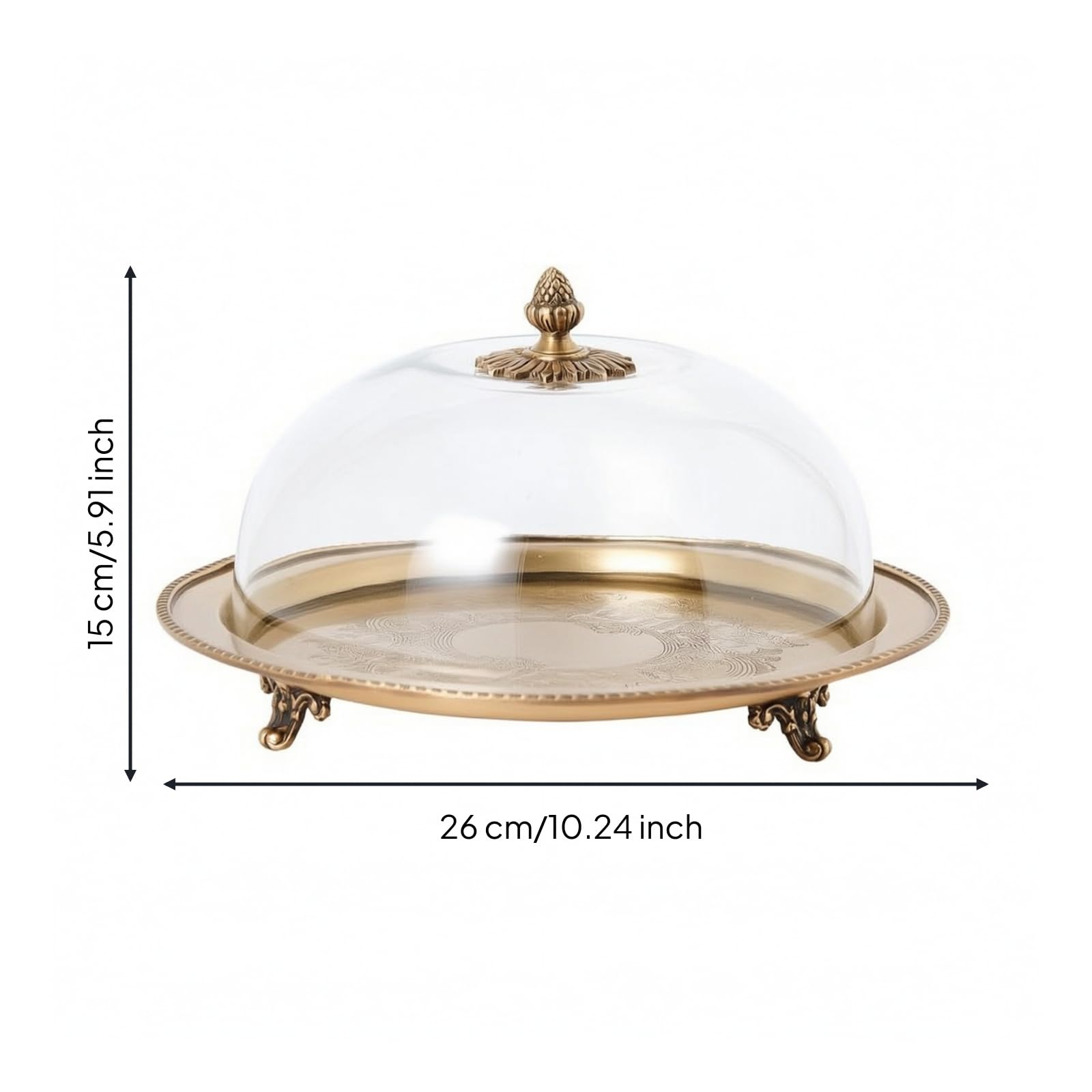 Milageto Vassoio con Coperchio Elegante | Alzata con Coperchio, Moderno, Campana per Dolci, Tavola, 26cmx26cmx15cm