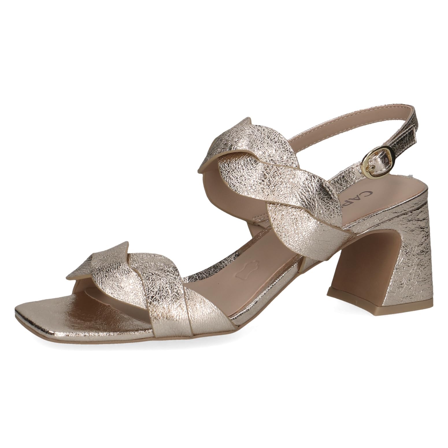 CAPRICE Women's Leather Heeled Sandals Festive, Gold (Lt.Gold Metal.), 3.5 UK