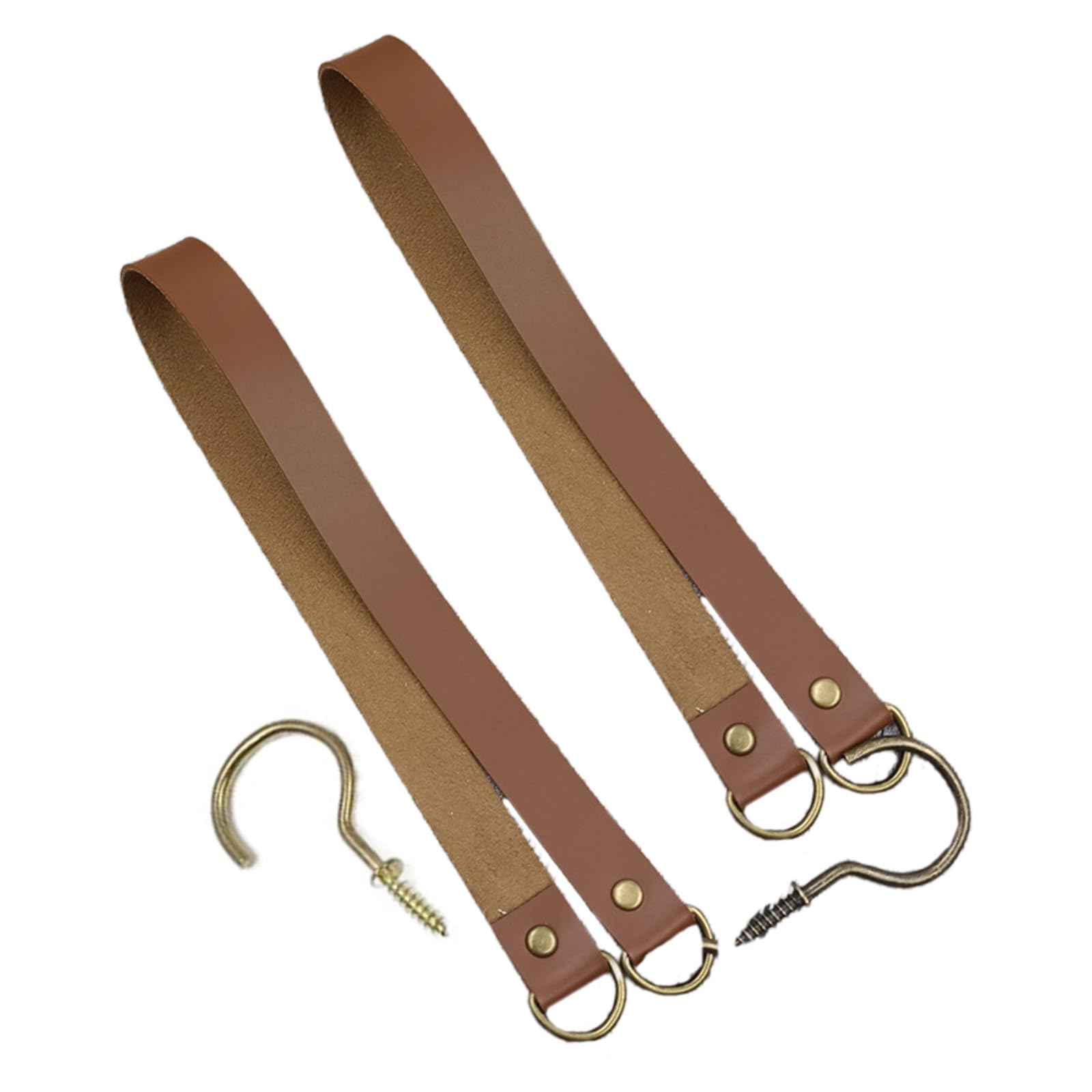 Set Di 2 Ferma Tende In Pelle PU - Stile Western Con Fibbia Decorativa, Nero, 50 Cm