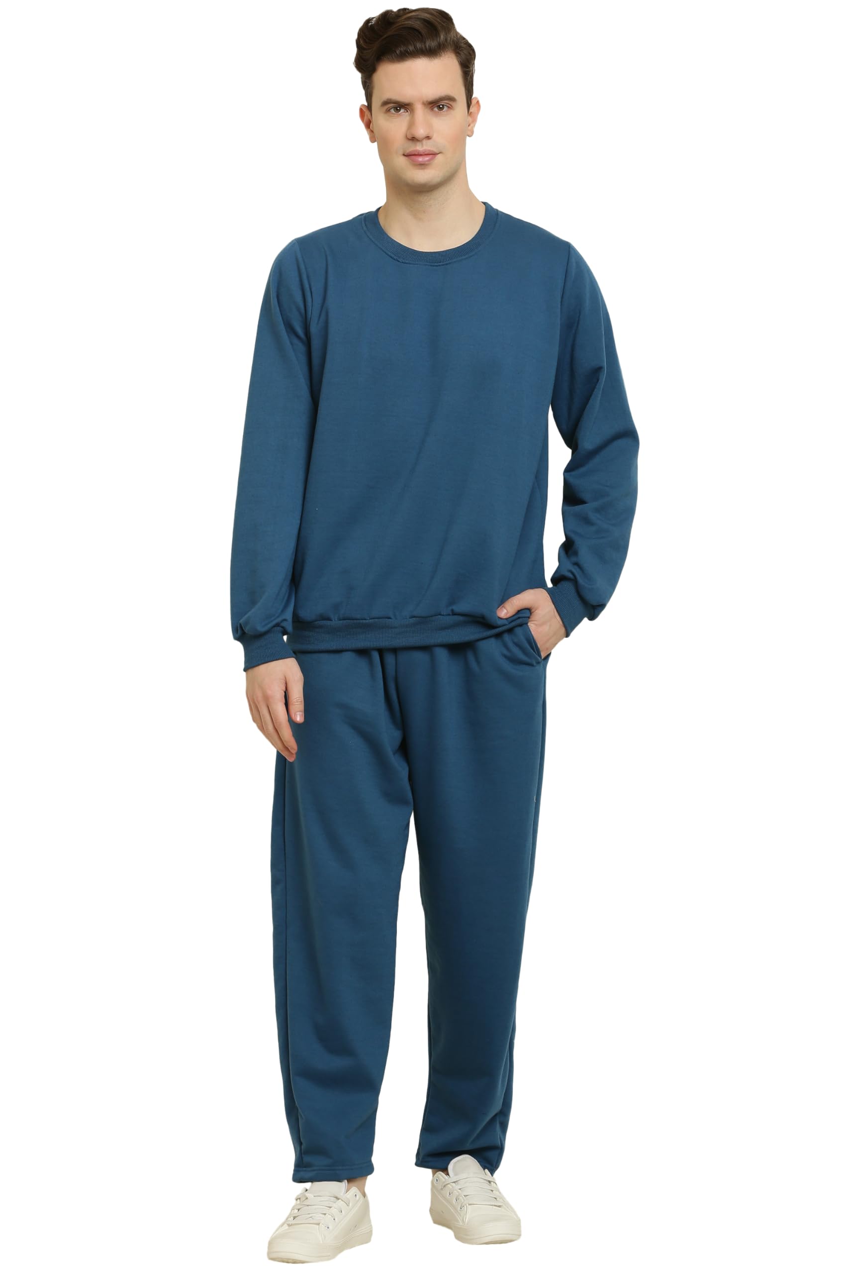 ELEGANCE Men's Winter wear Sweatshirt Tracksuit Set with warm Pyjama Lower || Small to 2XL || REGULAR SIZES || (11 COLOURS) (IN, Alpha, S, Regular, ROYAL BLUE)-picture-17