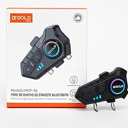 Fone de Ouvido Bluetooth para Capacete A’Gold MCF-36 IPX6 Microfone RGB Assistente de Voz Som Estéreo e Proteção IPX6 Ideal para Motociclistas, Ciclistas e Aventuras ao Ar Livre