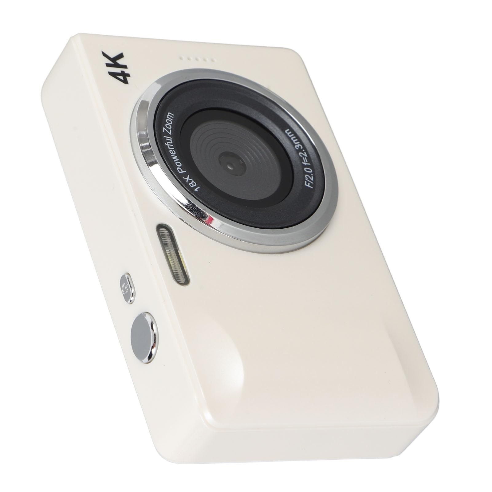 Camera Digitale Compatta da 6k 64MP con Autofocus, Zoom 18x e Schermo da 2,8 Pollici-Point e Fotocamera per la Fotografia di Viaggio (WHITE)