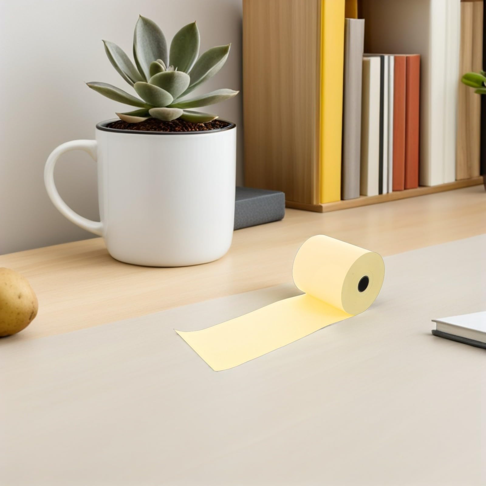 Gatuida Rollo de Papel Térmico Impresión Precisa a Baja Temperatura 4 Rollos Amarillo y Recubrimiento Resistente al Frío para Impresora Térmica para Tiendas y Cajones