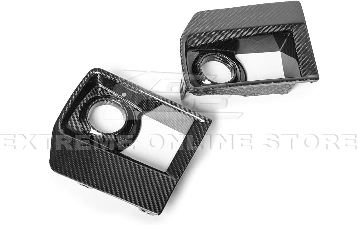 Replacement For 2009-2015 Cadillac CTS-V GM Factory Style CARBON FIBER Front Bumper Lower Fog Light Grille Cover Pair