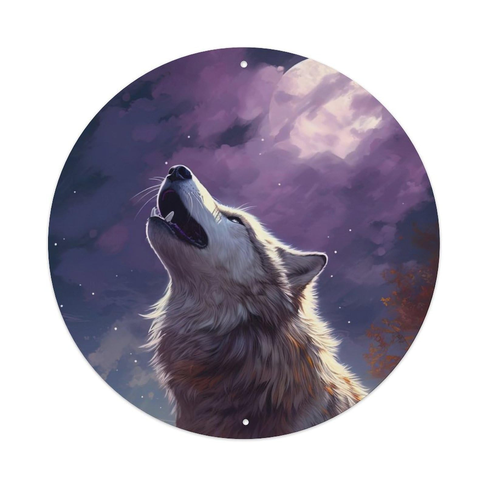 Animal Wolves Under The Moon Metal Tin Sign