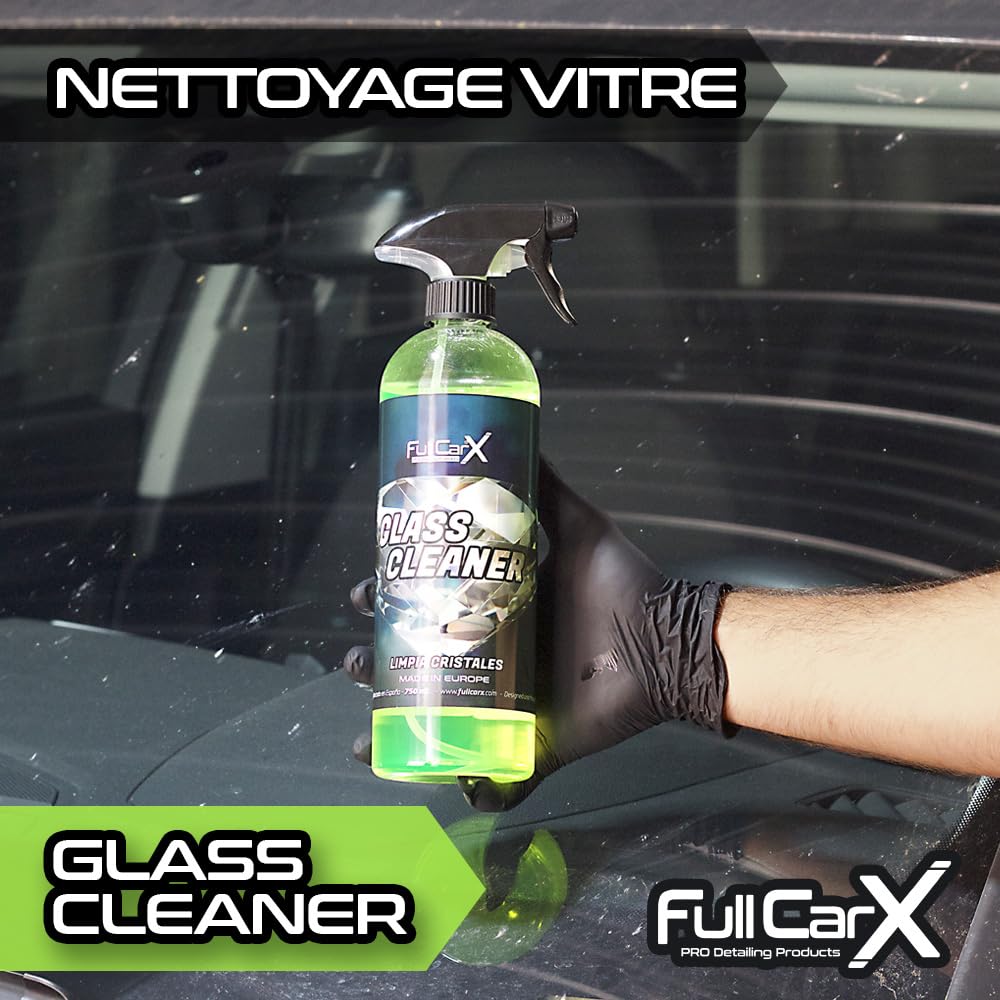 FULLCARX Glass Cleaner 5 Litres Nettoyant Vitre Voiture, Haut Pouvoir Dégraissant, Séchage Rapide, Brillance Longue Durée, Lave Pare-Brise Miroirs Rétroviseur Produit Nettoyage Detailing Professionnel